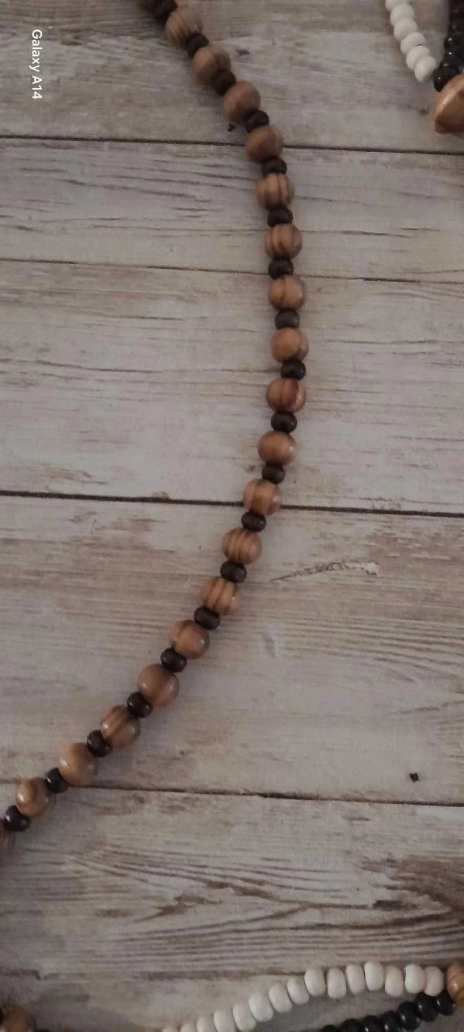 Colar com contas e pingente de madeira, estilo étnico – photo 4